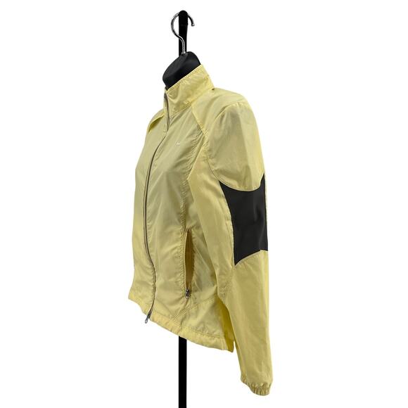 Nike Windbreaker Jacket WMNS S Yellow Full Zip, Reflective Sleeves, Lightweight - Picture 6 of 13